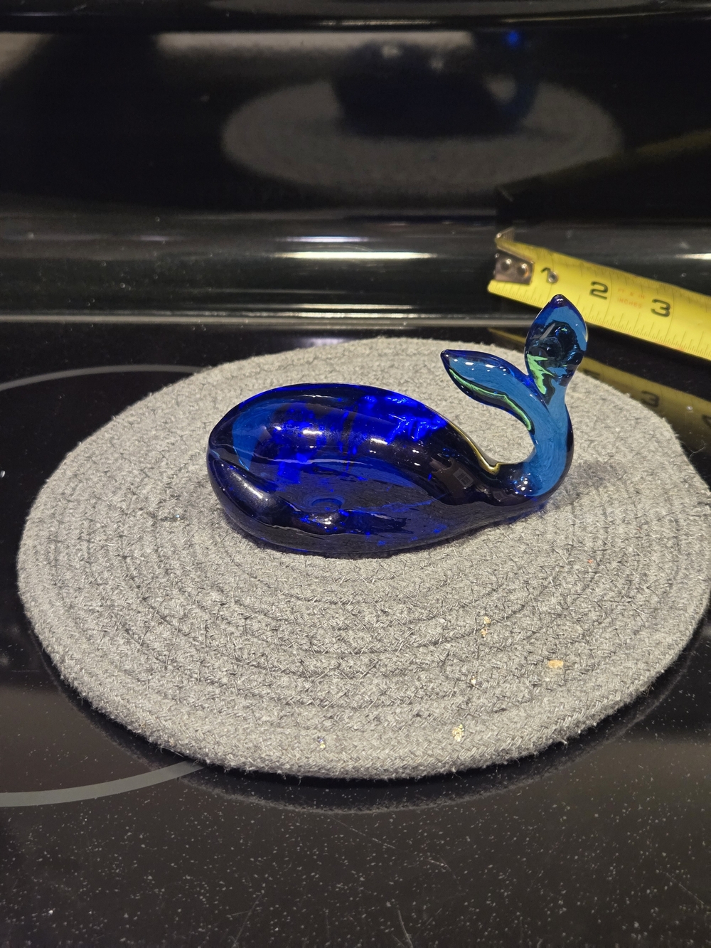 Handcrafted Cobalt Blue Whale Glass Dish - Decorative Accent